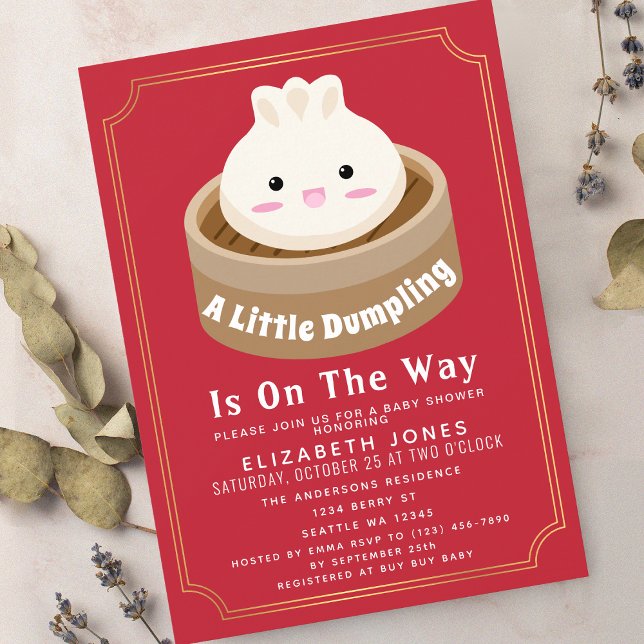 Red Cute Little Dumpling Baby Shower Inbjudningar (Skapare uppladdad)