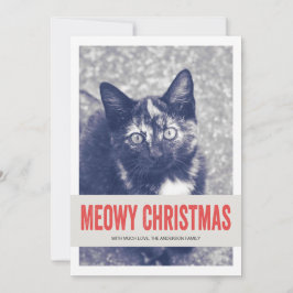 Red Cute Meowy jul Pet Photo Flat Cards Julkort