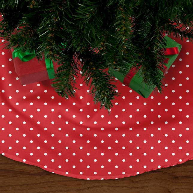 Red Cute Polka dots Julgransmatta Fleece (Skapare uppladdad)