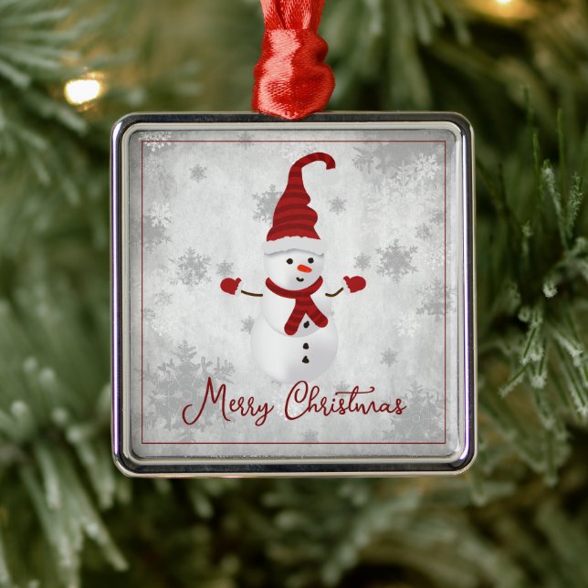 Red Cute Snögubbe Helgdag Ornament (Träd)