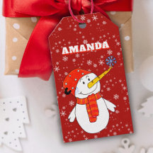 Red Cute Snögubbe Personlig Kids jul