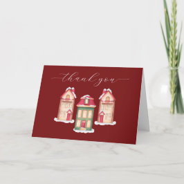 Red Cute Snow Gingerbread Village Baby Shower  Tack Kort
