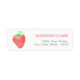 Red Cute Strawberry Returadress Etikett