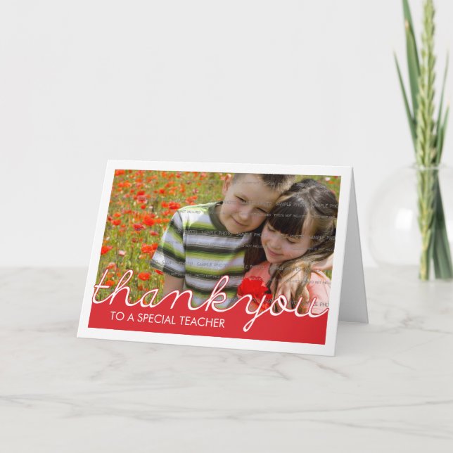 Red Cutouts Photo, tack Lärare, uppskattad rabatt Kort (Framsida)