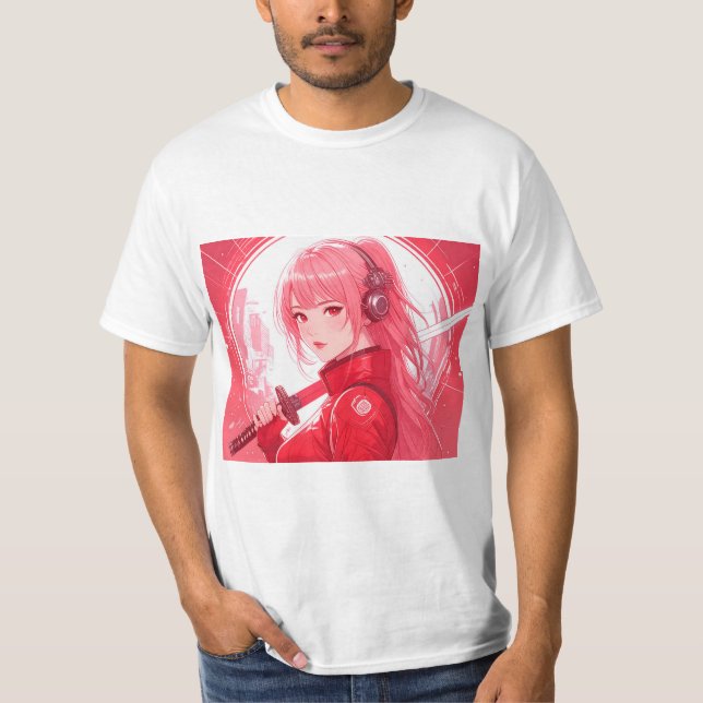 RED cyberpunk T Shirt (Framsida)