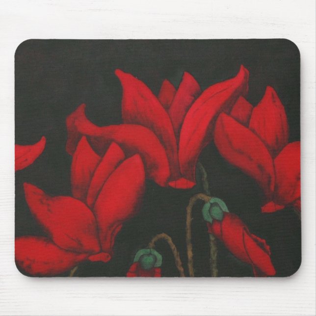 "Red Cycalman" Blommigt Mousepad Musmatta (Framsidan)
