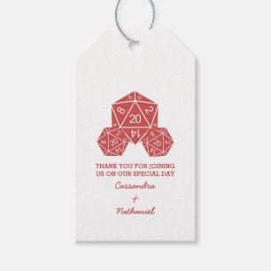 Red D20 Dice Bröllop Gift-Märkre Presentetikett