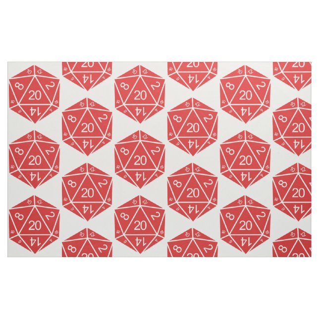Red D20 Dice Fabric Tyg (Fat Quarter)
