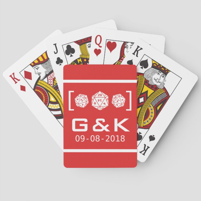 Red D20 Dice Gamer Bröllop-spelkort Kortlek (Baksidan)