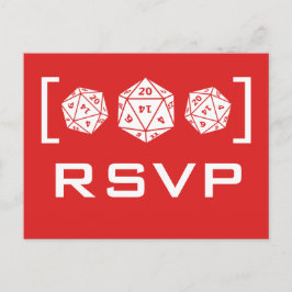 Red D20 Dice Gamer OSA Postcard Inbjudan Vykort