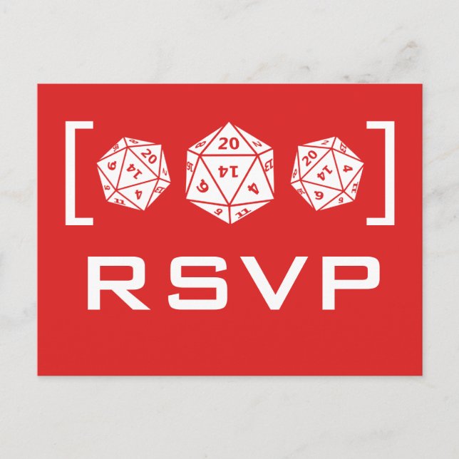 Red D20 Dice Gamer OSA Postcard Inbjudan Vykort (Framsida)