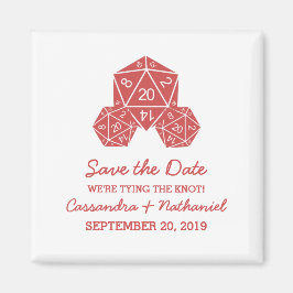 Red D20 Dice Spara datum magneter