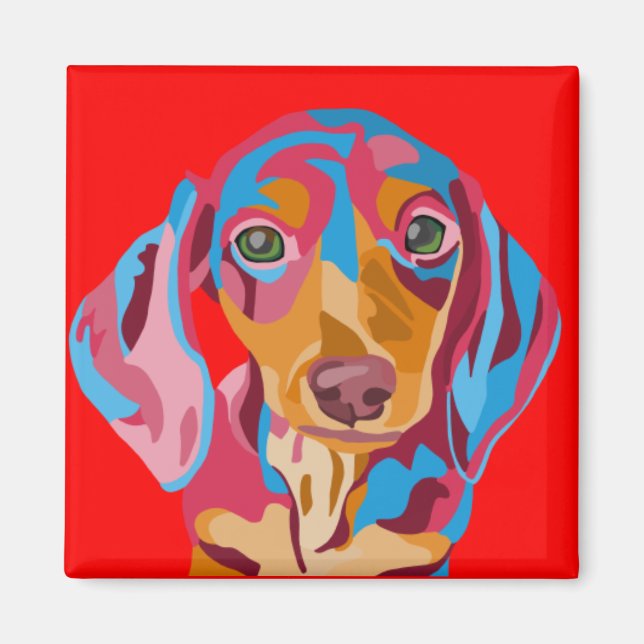 Red Dachshund Refrigerator Magnet (Framsidan)