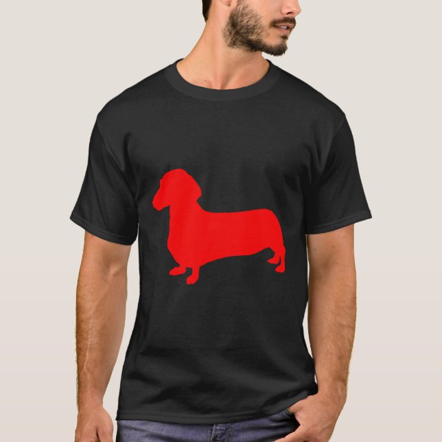 Red Dachshund Silhouette T Shirt (Framsida)