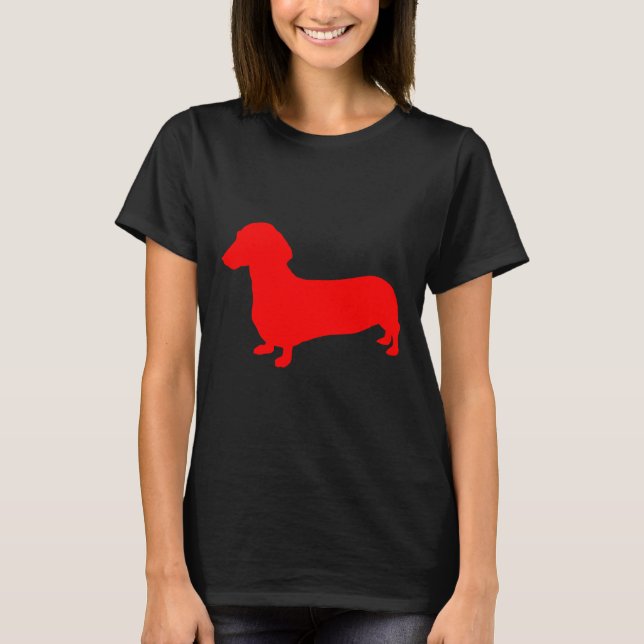 Red Dachshund Silhouette T Shirt (Framsida)