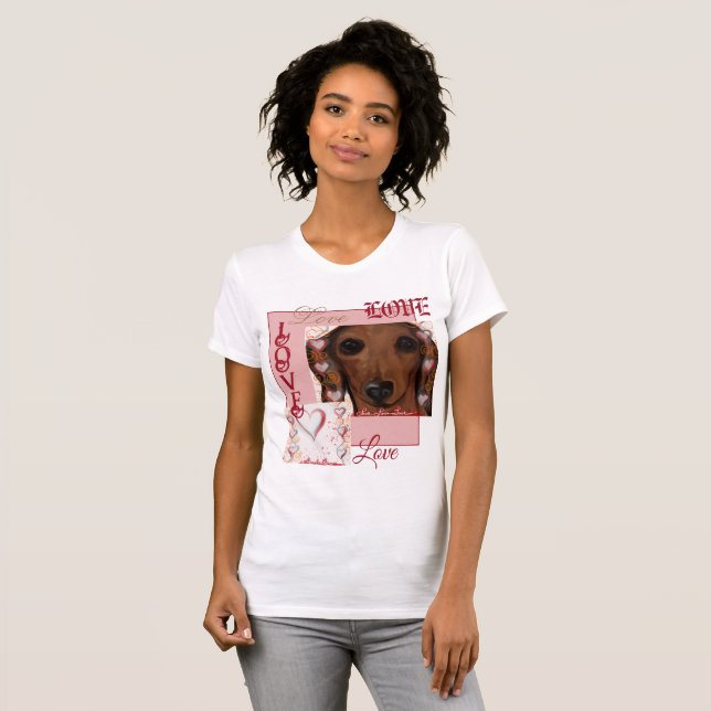 Red Dachshund T Shirt (Hel framsida)