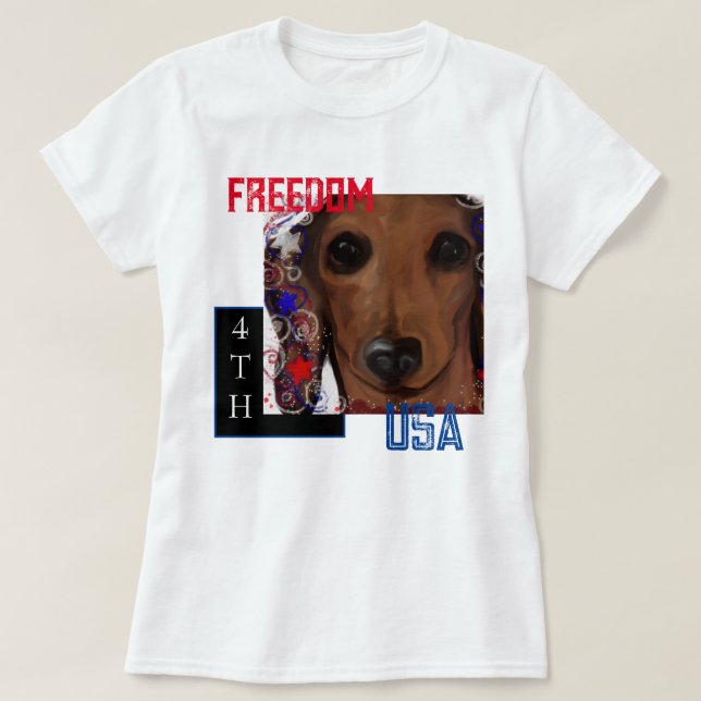Red Dachshund T Shirt (Design framsida)