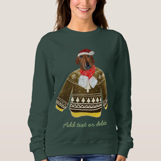 Red Dachshund Weiner Ugly jul Mamma Hund T Shirt (Framsida)