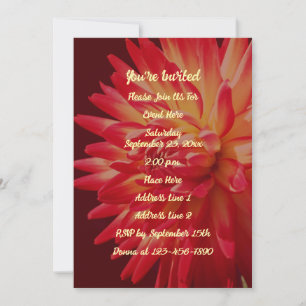 Red Dahlia Blommigt Elegant Party Inbjudningar
