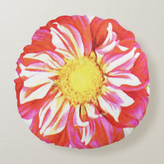 Red Dahlia, digital konst Rund Kudde