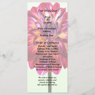 Red Dahlia-färgad med Gult-Bröllopsprogram Program