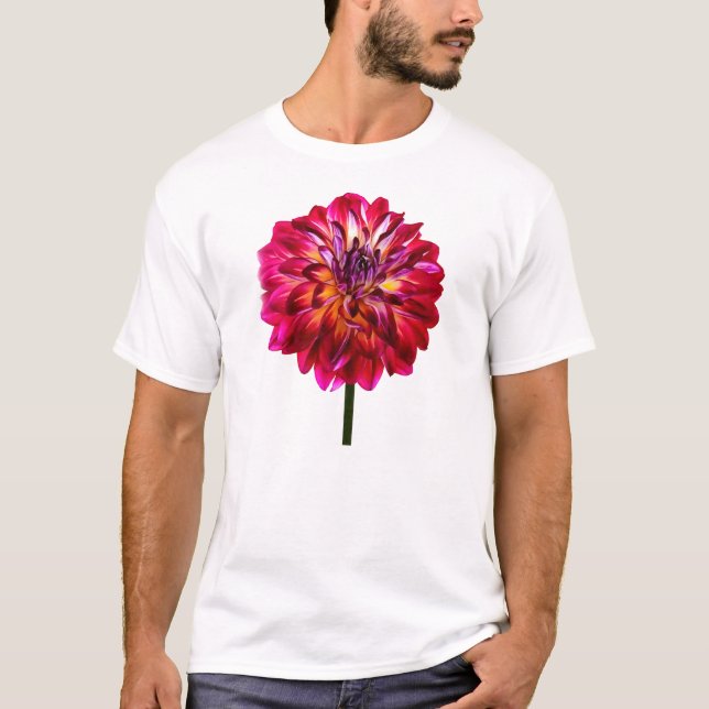 Red Dahlia färgad med Gult T Shirt (Framsida)