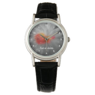 Red Dahlia Flower in Black and White Personlig Armbandsur