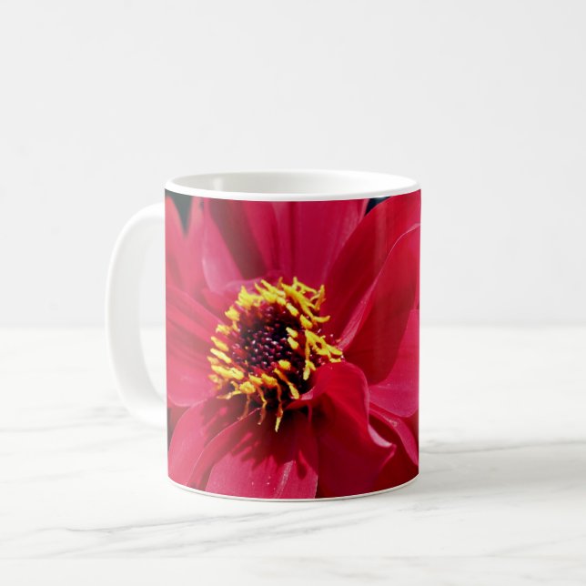Red Dahlia Flower Personlig Kaffemugg (Framsida vänster)