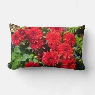 Red Dahlia Flower Pillow Lumbarkudde