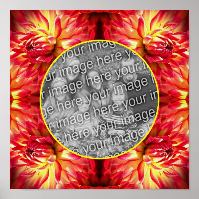 Red Dahlia Flower Ram Skapar ditt eget foto Poster (Framsidan)