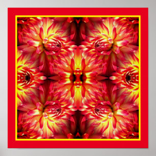 Red Dahlia Flower Spegel Abstrakt Natature Poster