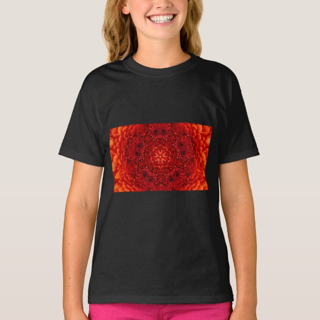 RED DAHLIA FLOWERS Abstrakt Blommigt Tee (Framsida)