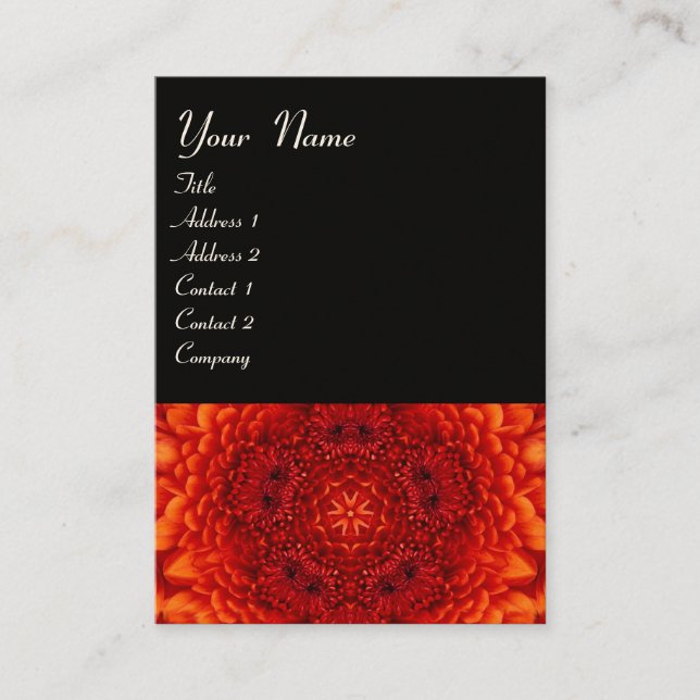 RED DAHLIA MONOGRAM, rödvit Visitkort (Framsida)