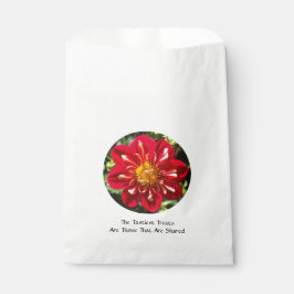 Red Dahlia with Bee Pair - White Favor Bag