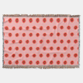 Red Daisy Flower Seamless Mönster på Throw Blanket Filt
