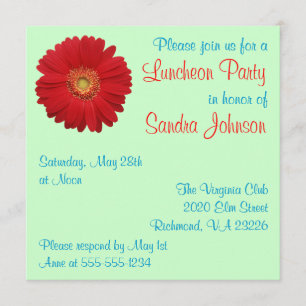 Red Daisy Luncheon Party Inbjudningar