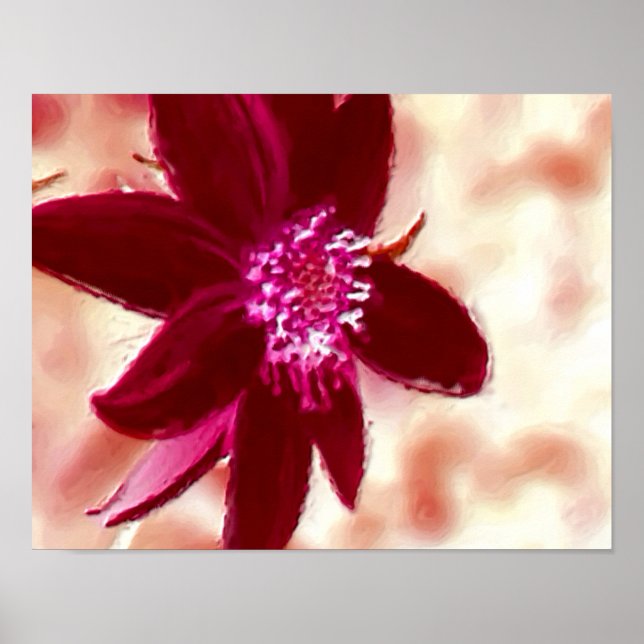 Red Daisy Photo Painting Flower Art Poster (Framsidan)