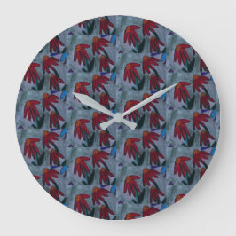 Red Daisys Clock Stor Klocka