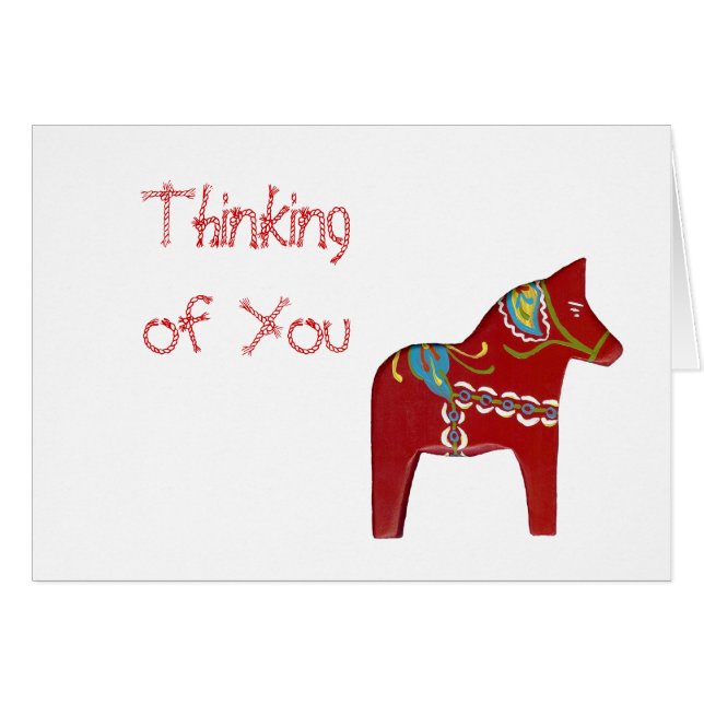 Red Dala Horse Blank Inside Card Hälsningskort (Framsidan Horizontal)