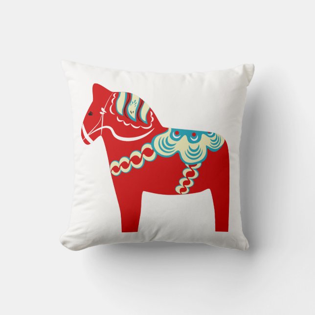 Red Dala Horse Dekorativ kudde (Framsida)