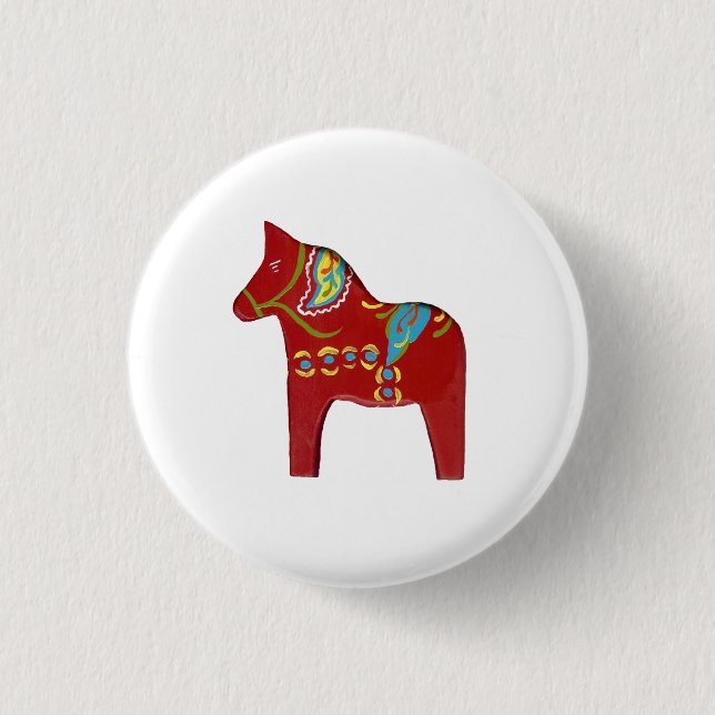 Red Dala Horse Design #13-knapp Knapp (Framsida)