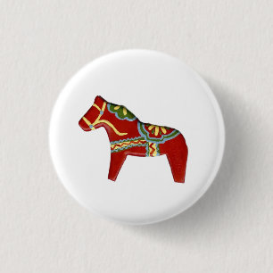Red Dala Horse Design #5-stift/knapp Knapp