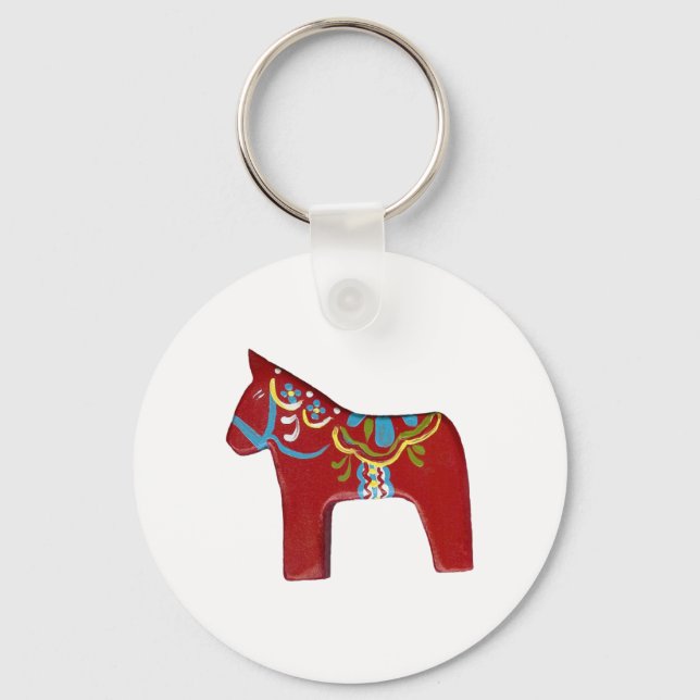 Red Dala Horse Keychain Design #15 Nyckelring (Framsida)