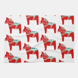 Red Dala Horse Kitchen Towel Kökshandduk