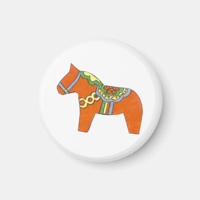 Red Dala Horse Magnet (Framsidan)