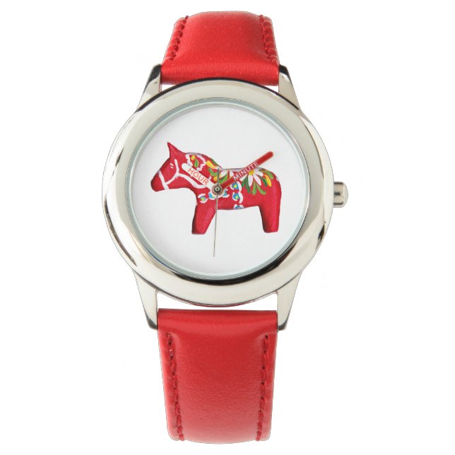 Red Dala Horse med Daisy Armbandsur (Framsida)