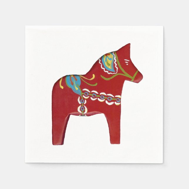 Red Dala Horse papper napkins Pappersservett (Framsidan)