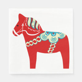 Red Dala Horse Pappra Napkins Pappersservett