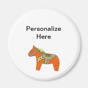 Red Dala Horse Personlig Magnet
