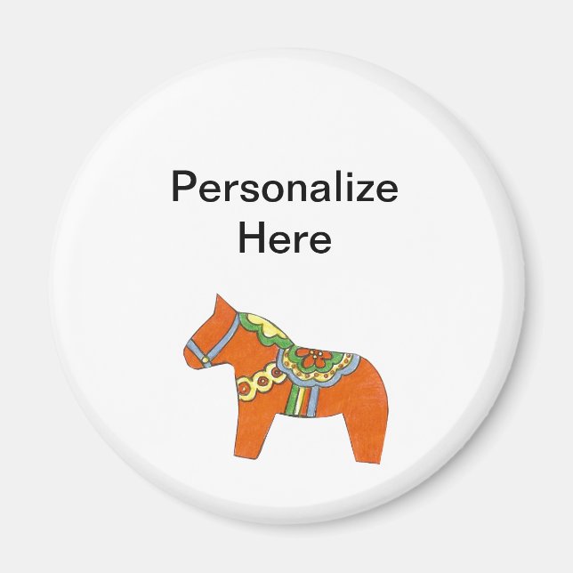 Red Dala Horse Personlig Magnet (Framsidan)